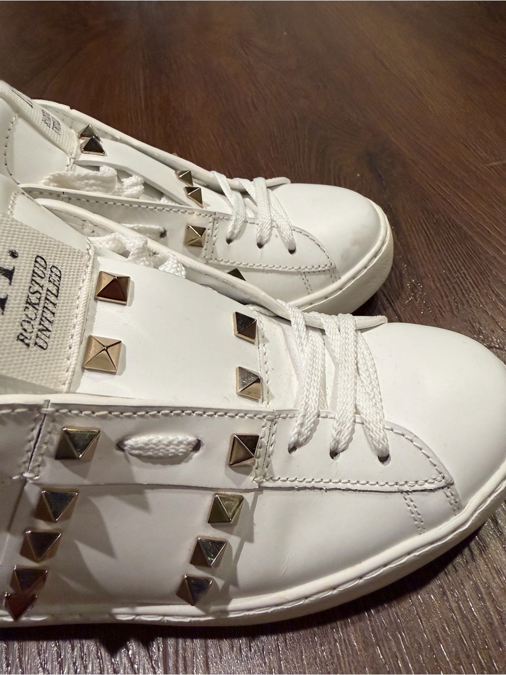 Valentino White Leather Rockstud Mule Sneakers - Picture 4 of 6